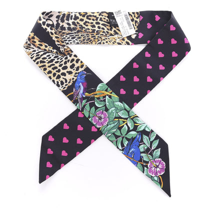 Hermes Silk Jungle Love Love Twilly Black Vert Rose Vif 1 of 4
