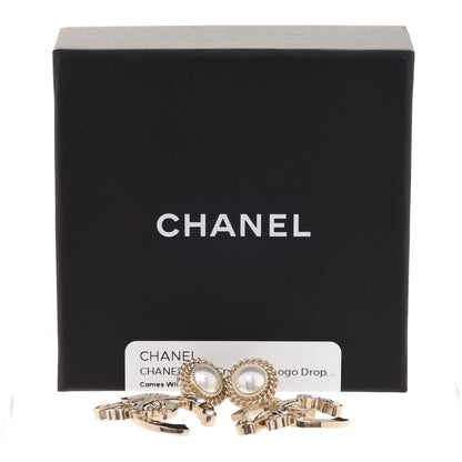 Chanel Pearl Crystal CC Logo Drop Earrings Gold 5 of 5