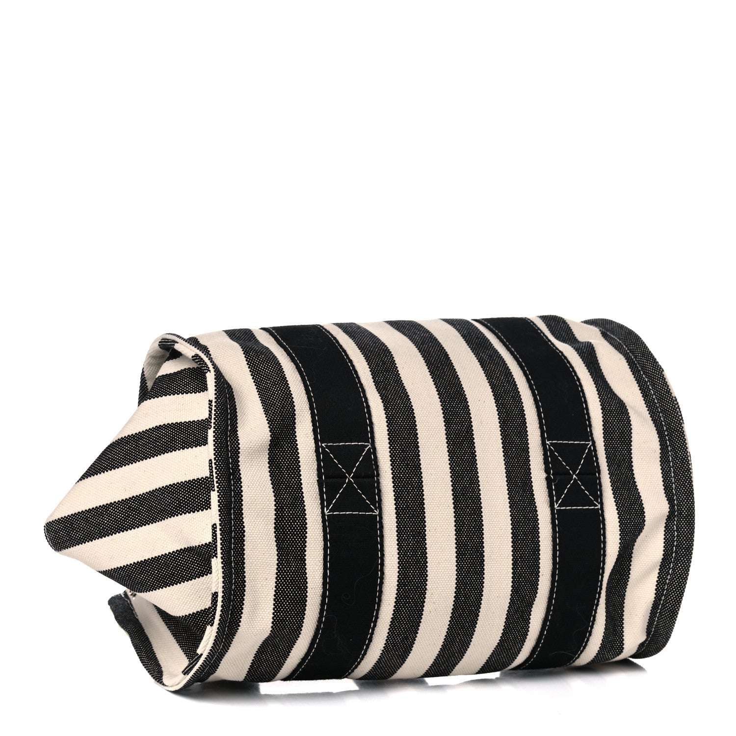 Hermes Canvas Striped Cannes Beach Bag PM Nacre Black 4 of 8