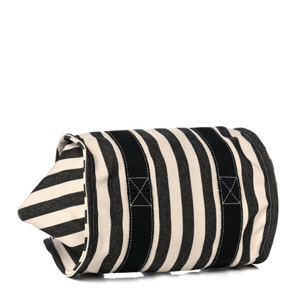 Hermes Canvas Striped Cannes Beach Bag PM Nacre Black 4 of 8