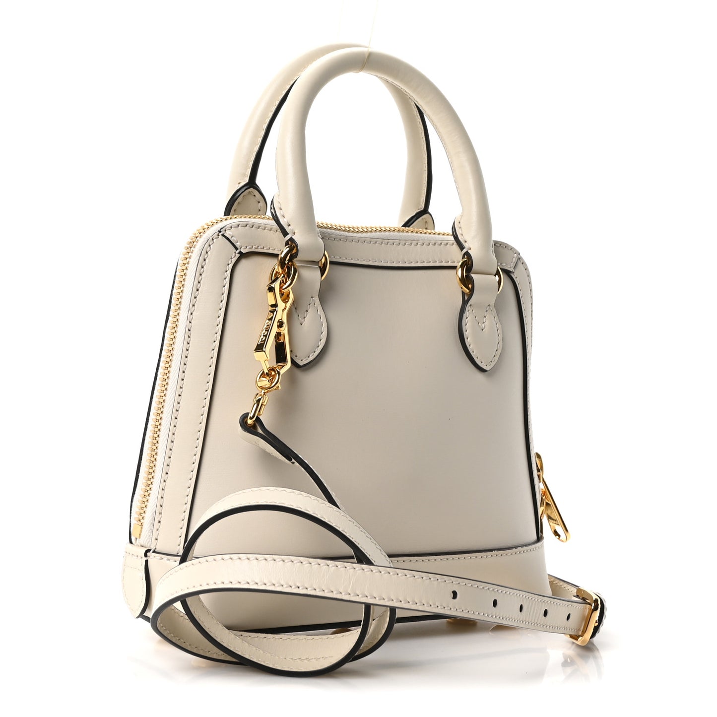 Boarded Plutone Calfskin Mini Horsebit 1955 Top Handle Bag Mystic White
