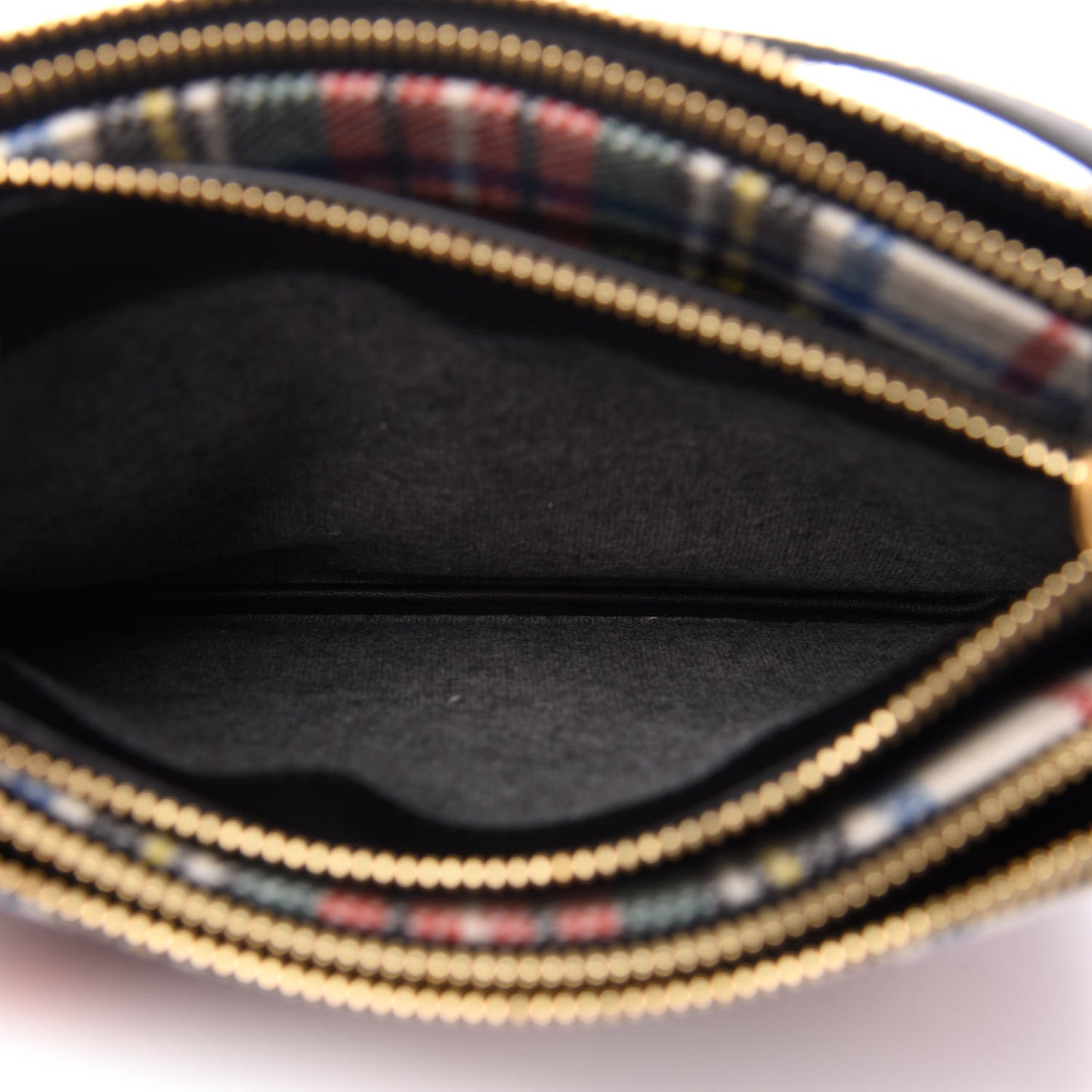 Tartan Felt Plaid Small Trio Crossbody Bag Red Blue