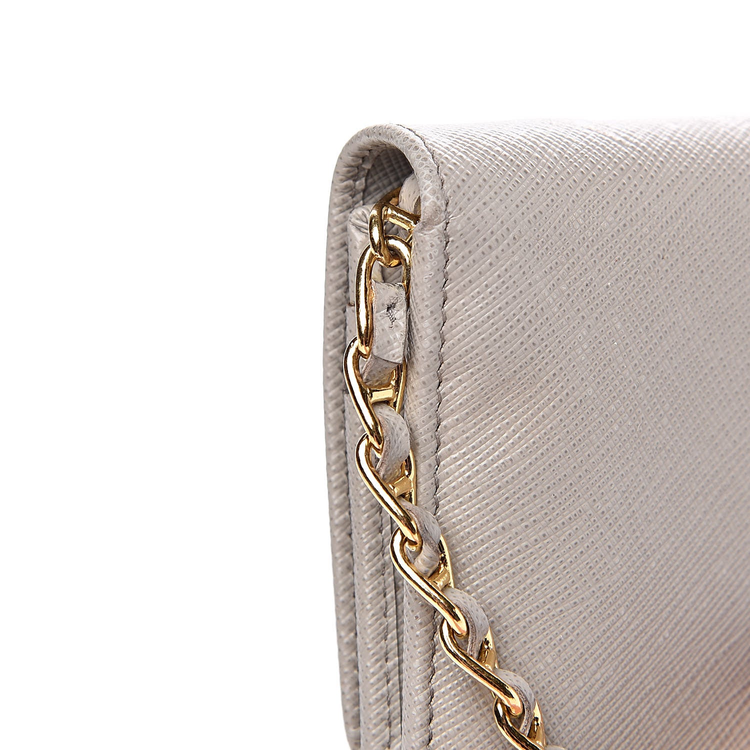 Prada Saffiano Metal Oro Chain Wallet Argilla 7 of 13