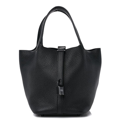 Hermes Taurillon Clemence Monochrome Picotin Lock 18 PM Black 1 of 9