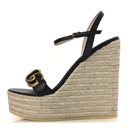 Gucci Nappa Matelasse GG Marmont Slingback Platform 45/130mm Espadrille Wedges 36 Black 1 of 11