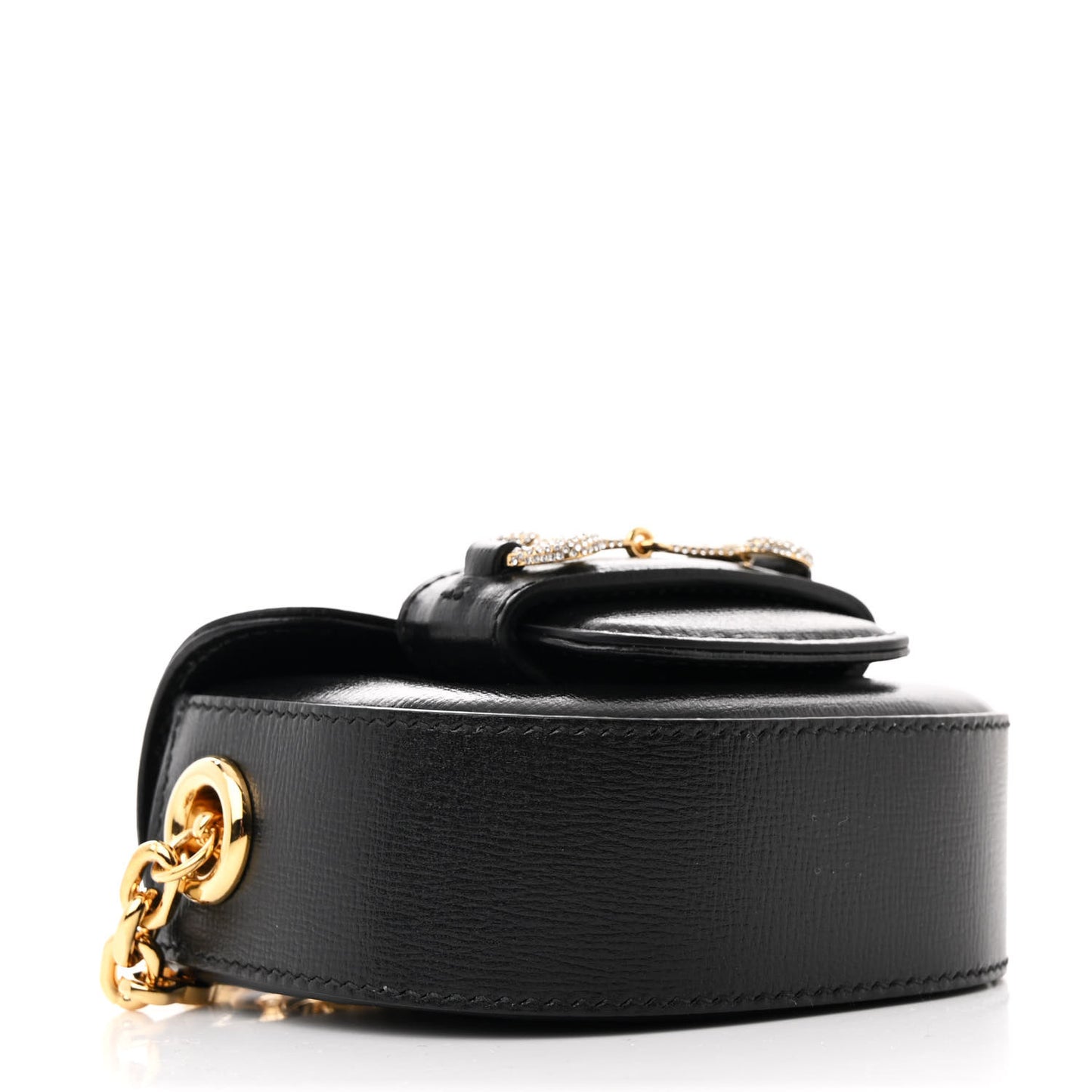 Azalea Calfskin Crystal Horsebit 1955 Belt Bag Black