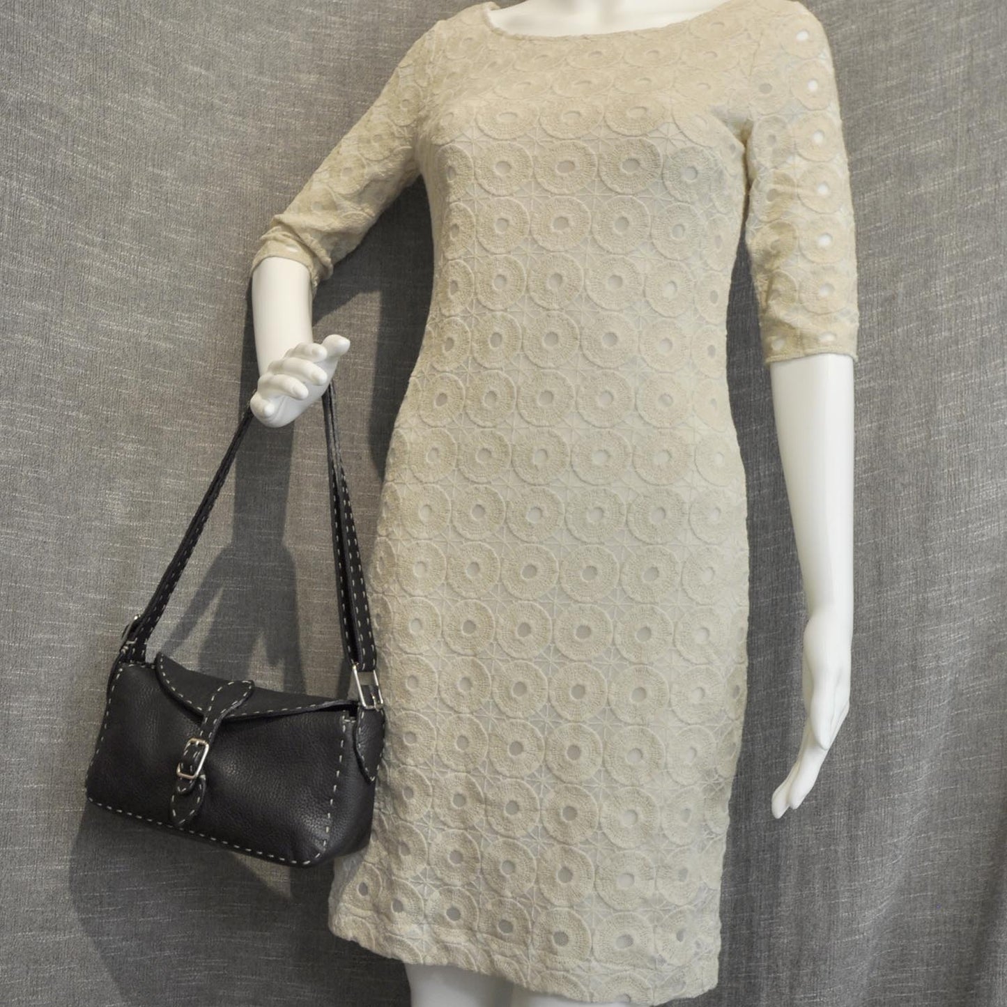 Calfskin Romano Selleria Shoulder Bag Black