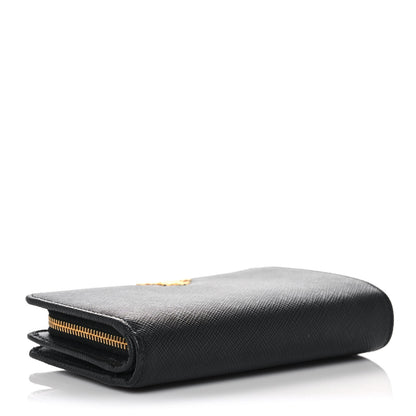 Prada Saffiano Metal Compact Wallet Black 4 of 11