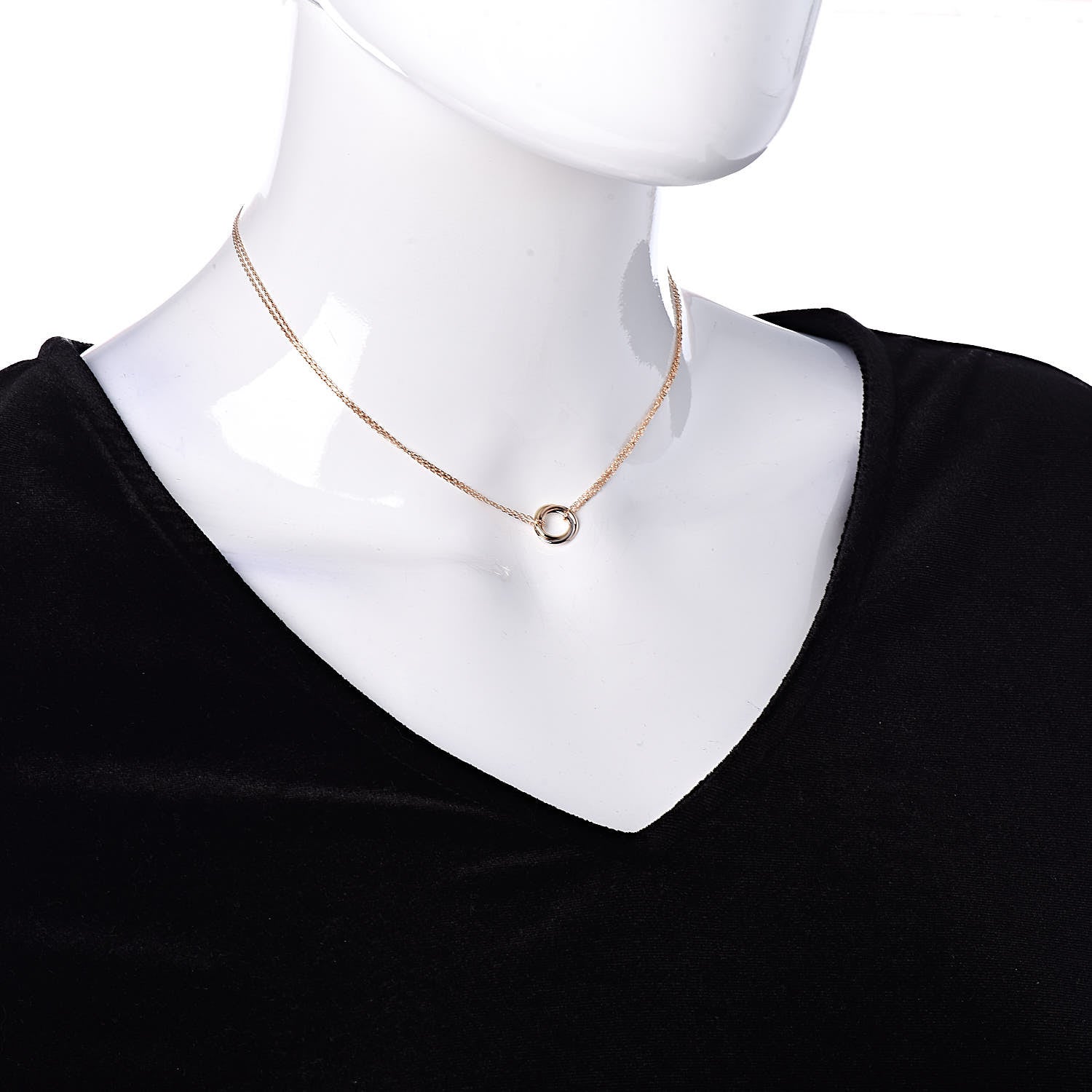 Cartier 18K Pink Yellow White Gold Trinity Double Chain Pendant Necklace 2 of 6