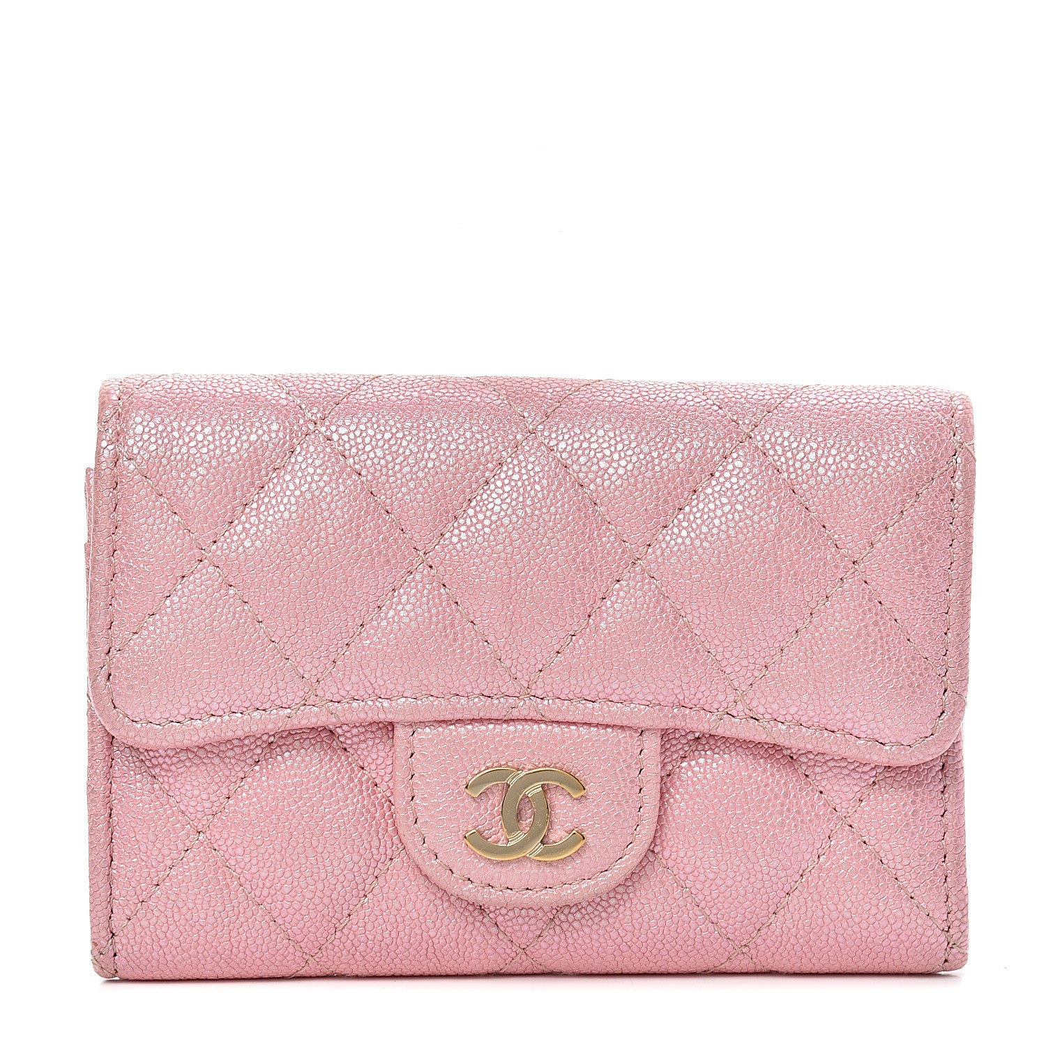 Chanel Iridescent Caviar Quilted Flap Card Holder Rose Pink 1 of 11