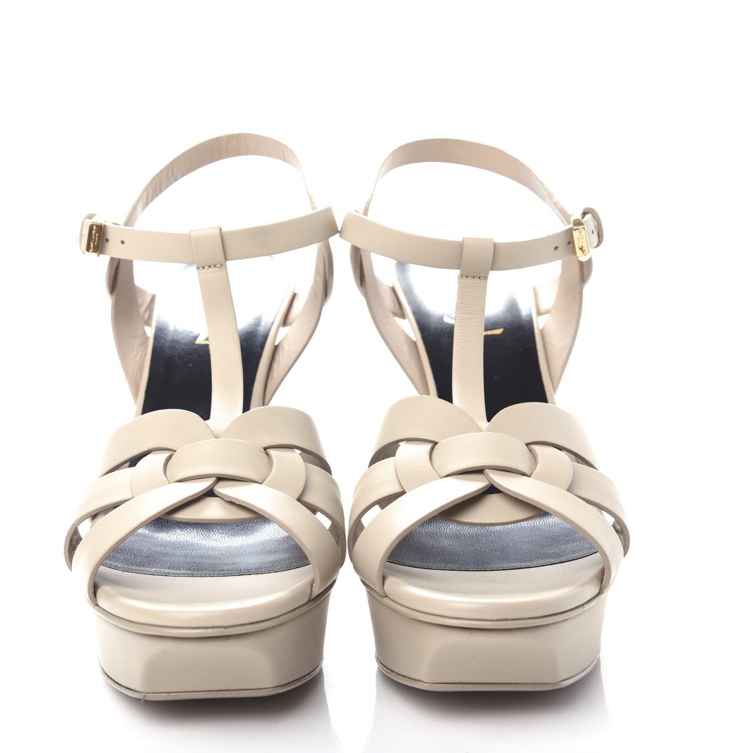 Saint Laurent Calfskin Tribute 75 Platform Sandals 39 Nude Powder 2 of 11