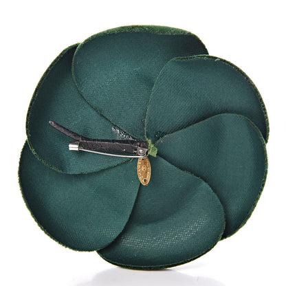 Chanel Velvet Camellia Brooch Pin Dark Green 3 of 5