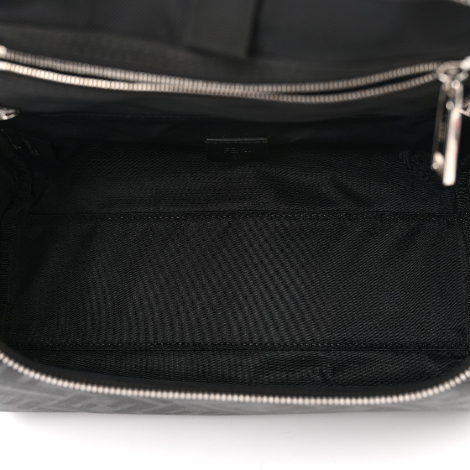 Fendi Shiny Glazed Fabric Vachetta FF 1974 Toiletry Case Black 5 of 8