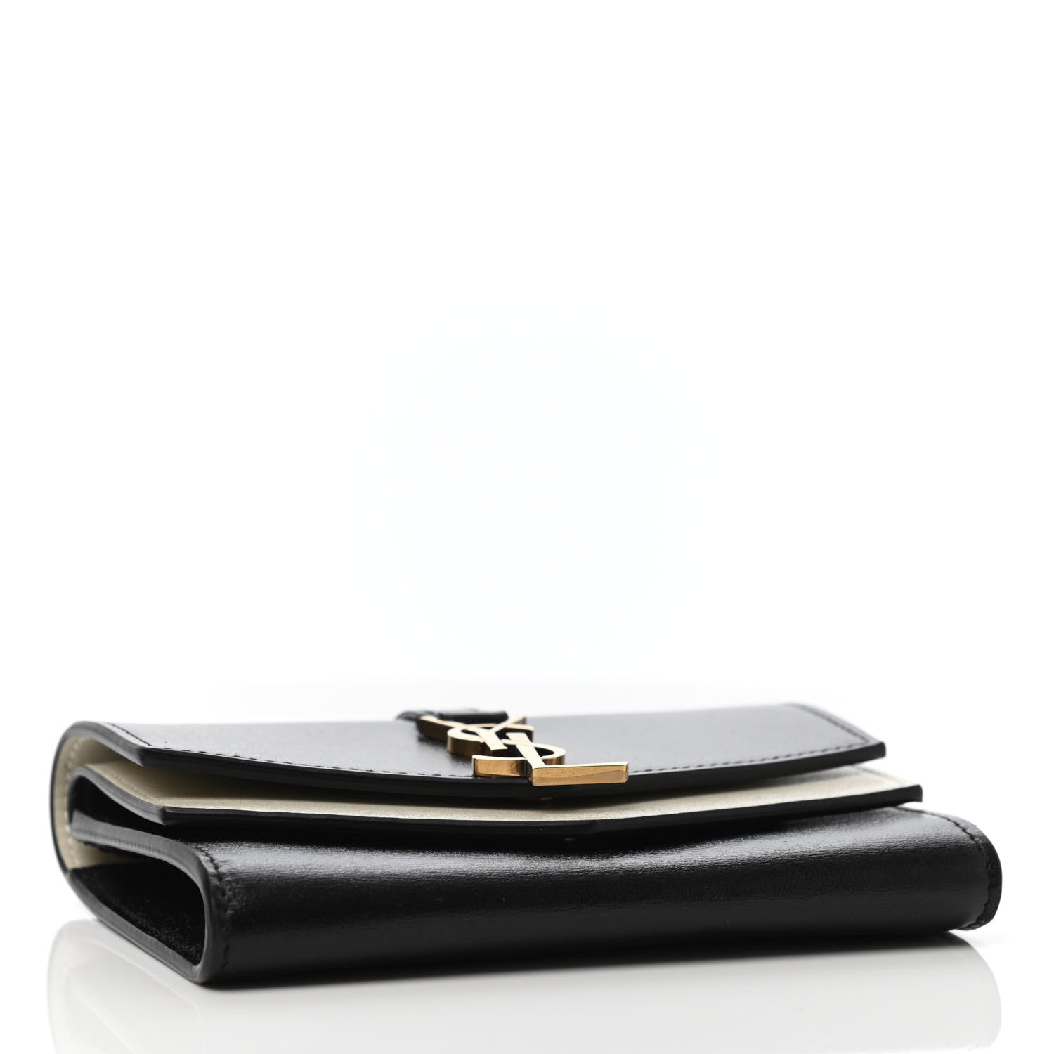 Saint Laurent Smooth Calfskin Monogram Small Sulpice Wallet Black White 3 of 4