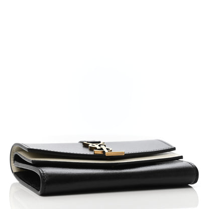 Saint Laurent Smooth Calfskin Monogram Small Sulpice Wallet Black White 3 of 4