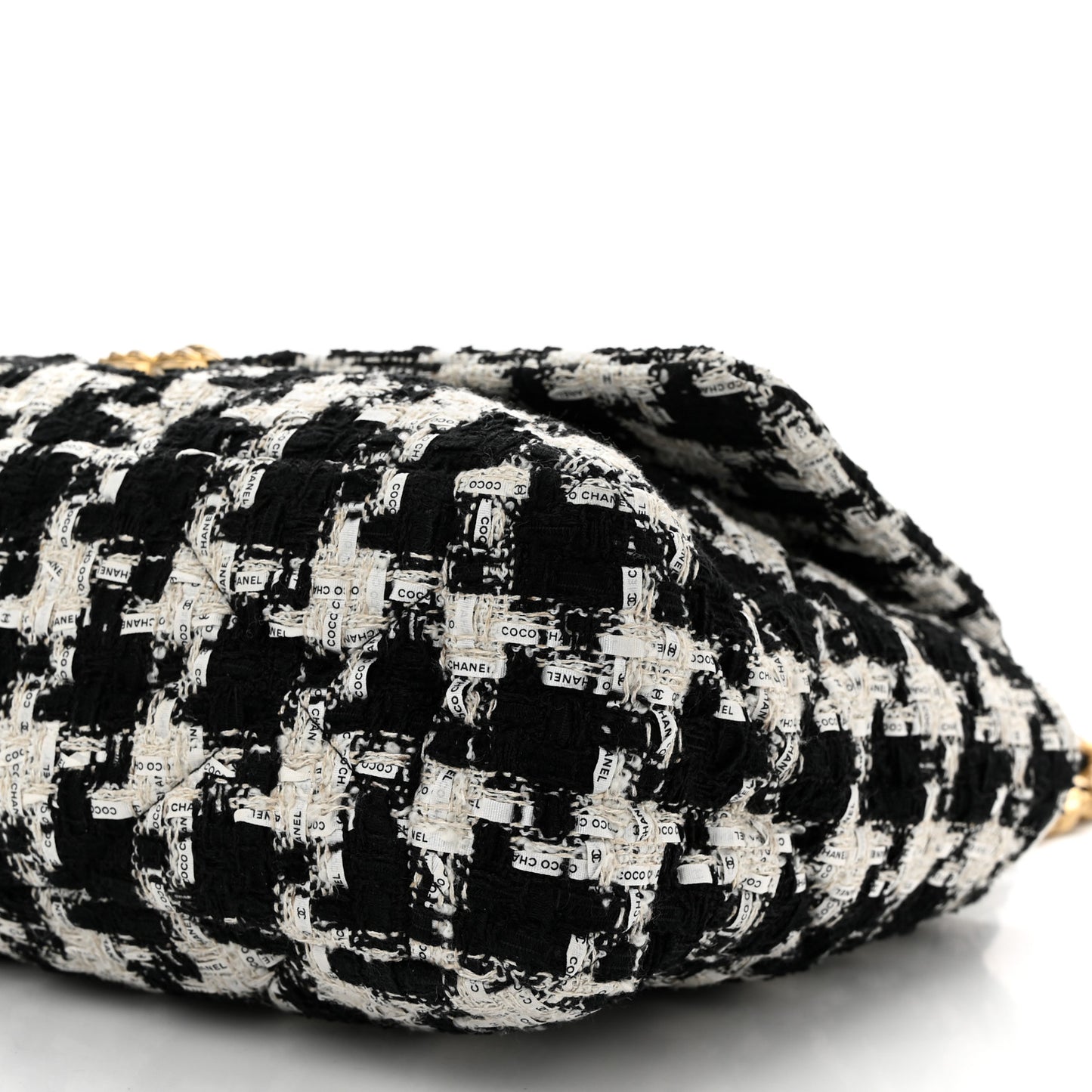 Tweed Quilted Maxi Chanel 19 Flap Black Ecru White