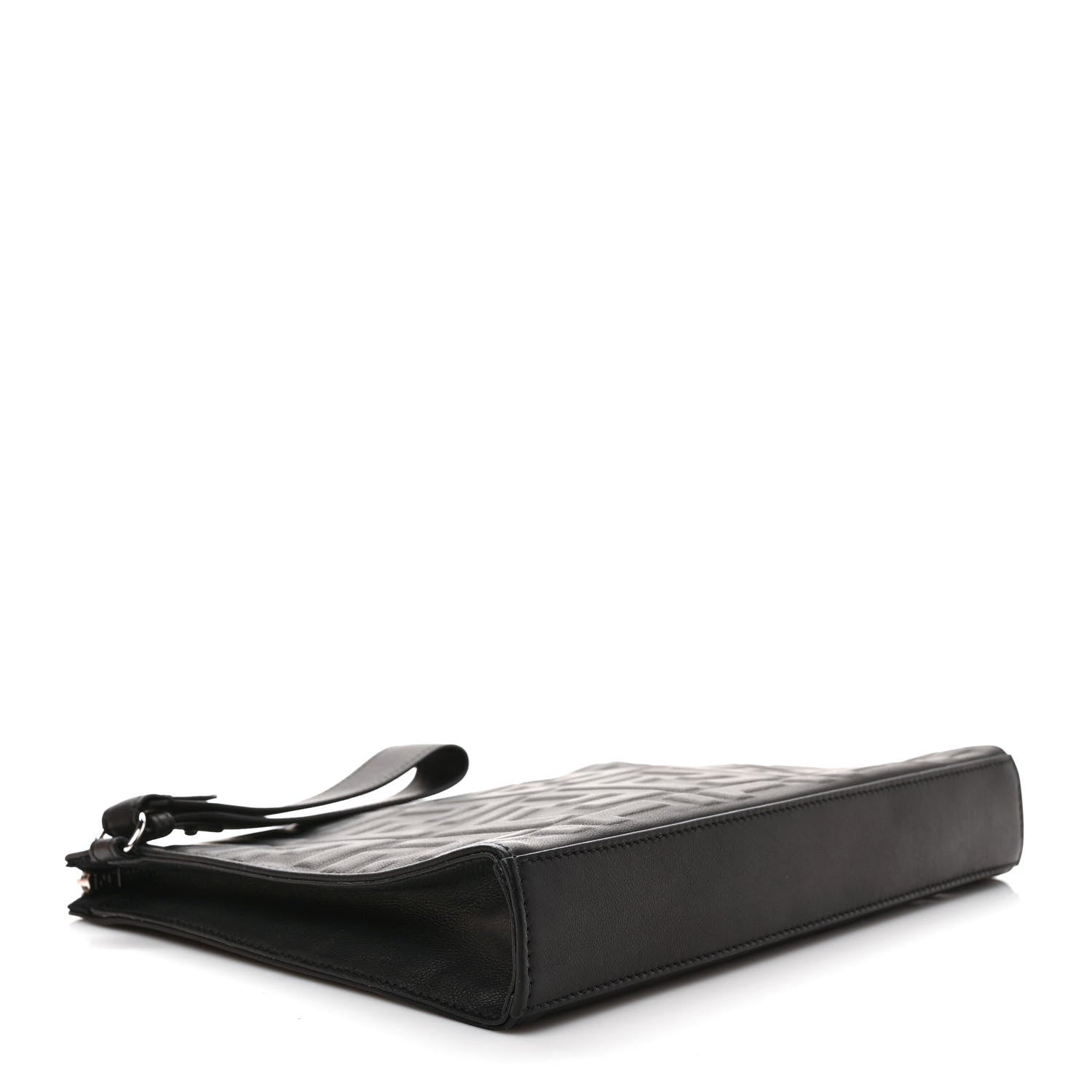 Fendi Vitello Grace FF 1974 Embossed Flat Pouch Black 3 of 7