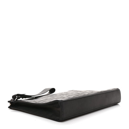 Fendi Vitello Grace FF 1974 Embossed Flat Pouch Black 3 of 7