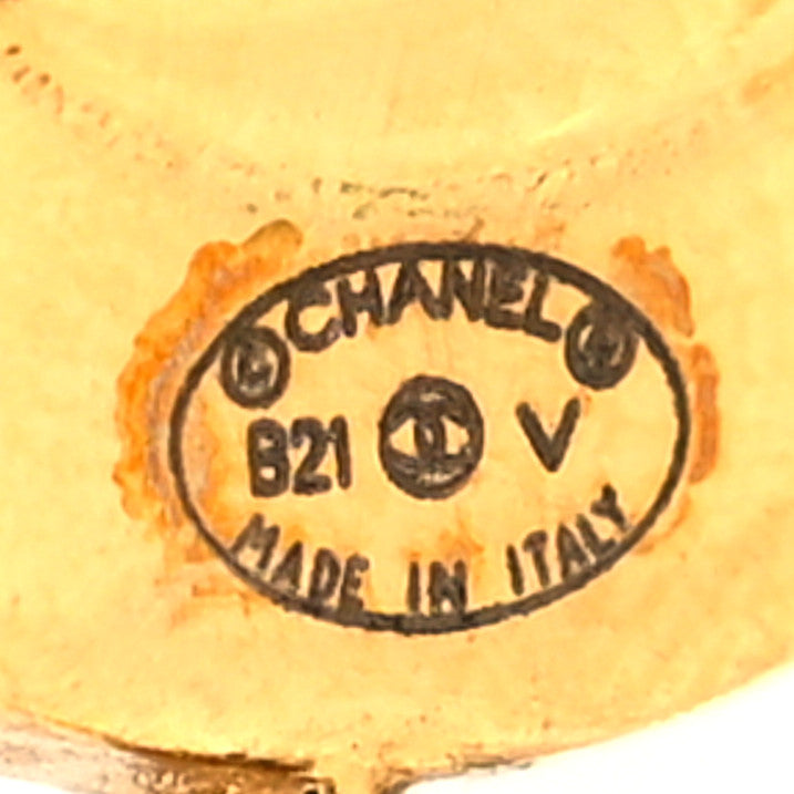 Chanel Metal Large Paris Button Earrings Gold 4 of 4