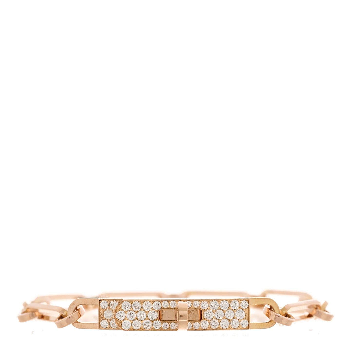 18K Rose Gold Diamond Pave PM Kelly Chaine Bracelet SH