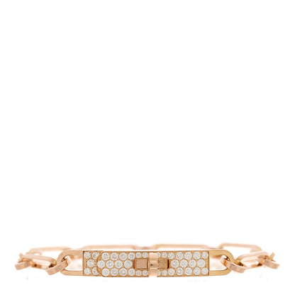 Hermes 18K Rose Gold Diamond Pave PM Kelly Chaine Bracelet SH 1 of 5