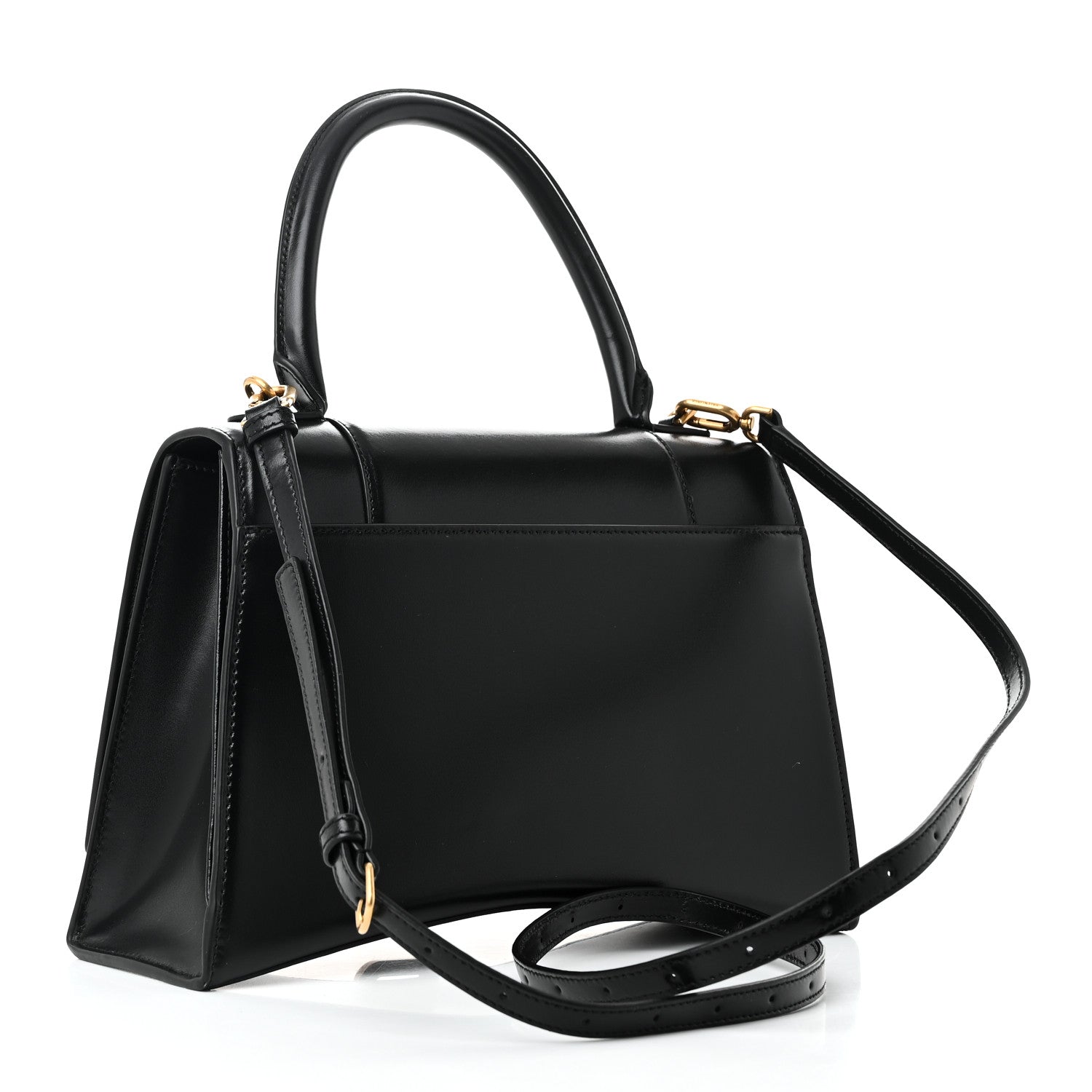 Balenciaga Shiny Box Calfskin Medium Hourglass Top Handle Bag Black 3 of 9