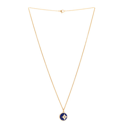 Louis Vuitton 18K Yellow Gold Diamond Lapis Lazuli B Blossom Medallion Pendant Necklace 2 of 5