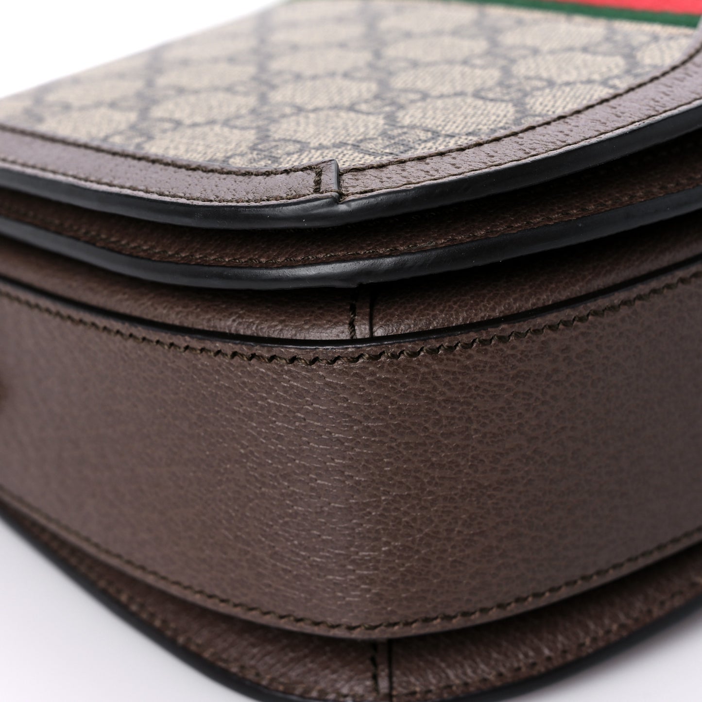 GG Supreme Monogram Web Small Ophidia Flap Messenger Bag Brown