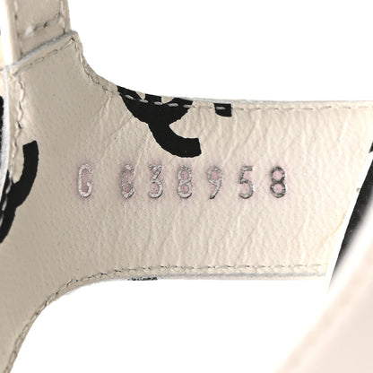 Chanel Printed Lambskin CC Platform Sandals 37 White Black 8 of 9