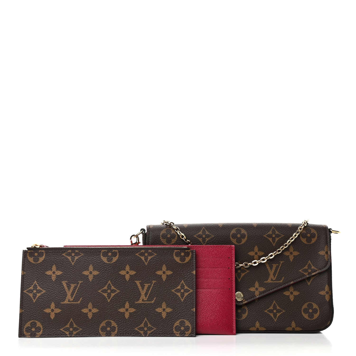 Louis Vuitton Monogram Pochette Felicie Chain Wallet Fuchsia 2 of 5