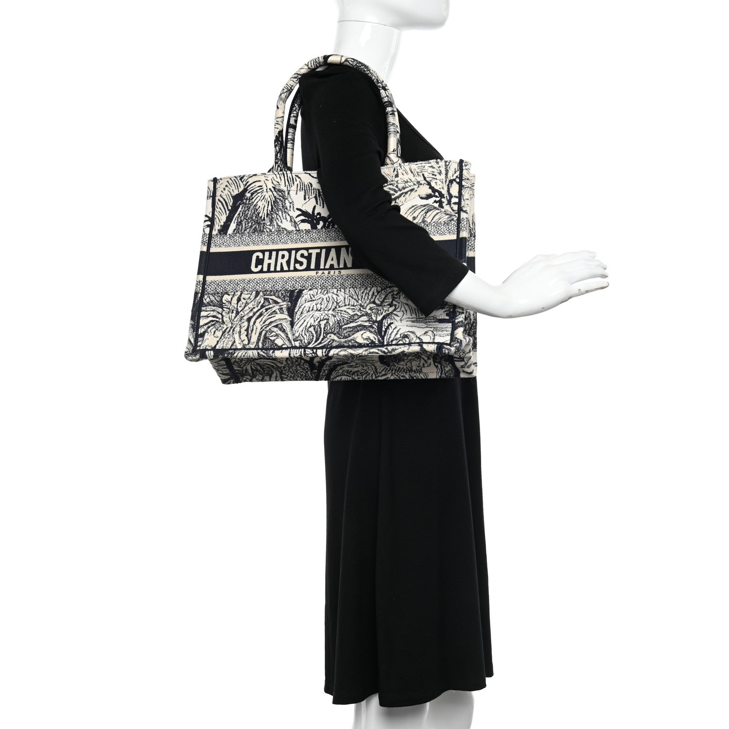 Christian Dior Canvas Embroidered Medium Palms Toile De Jouy Book Tote Blue 2 of 12