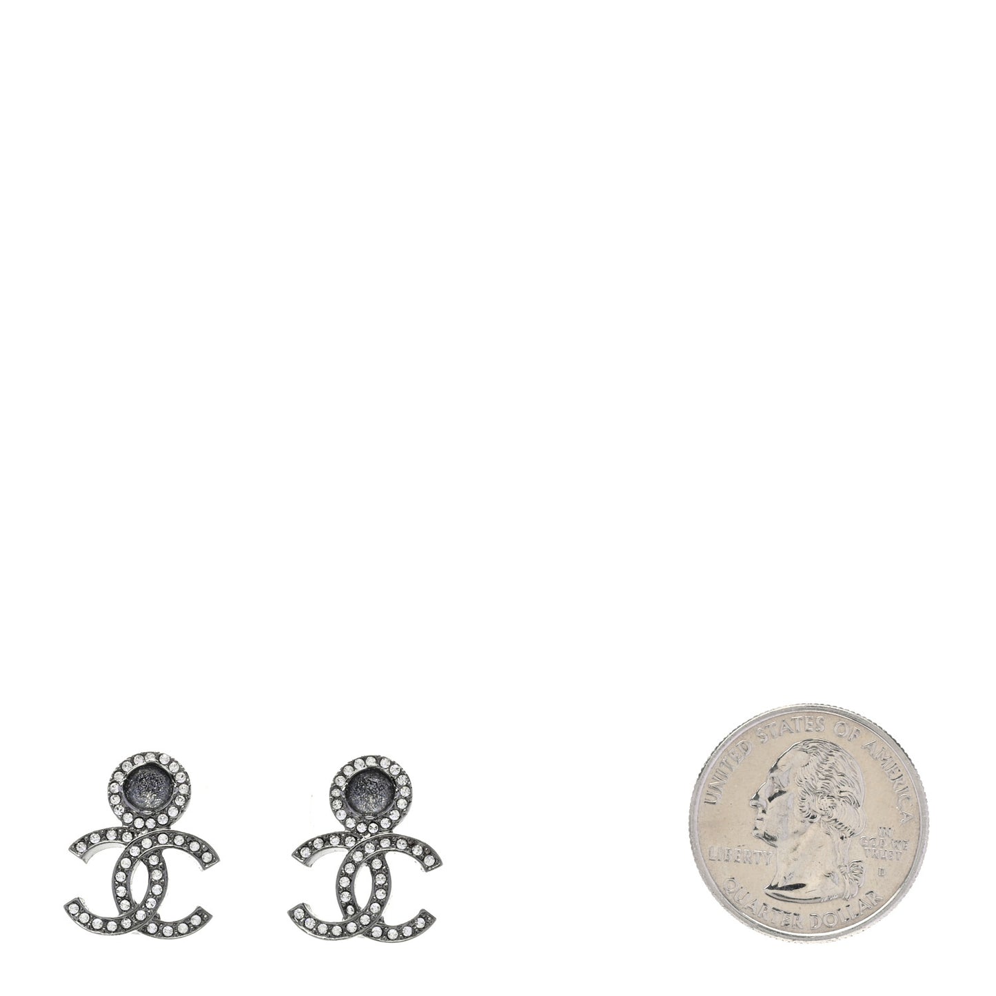 Ruthenium Crystal CC Drop Earrings Silver Grey