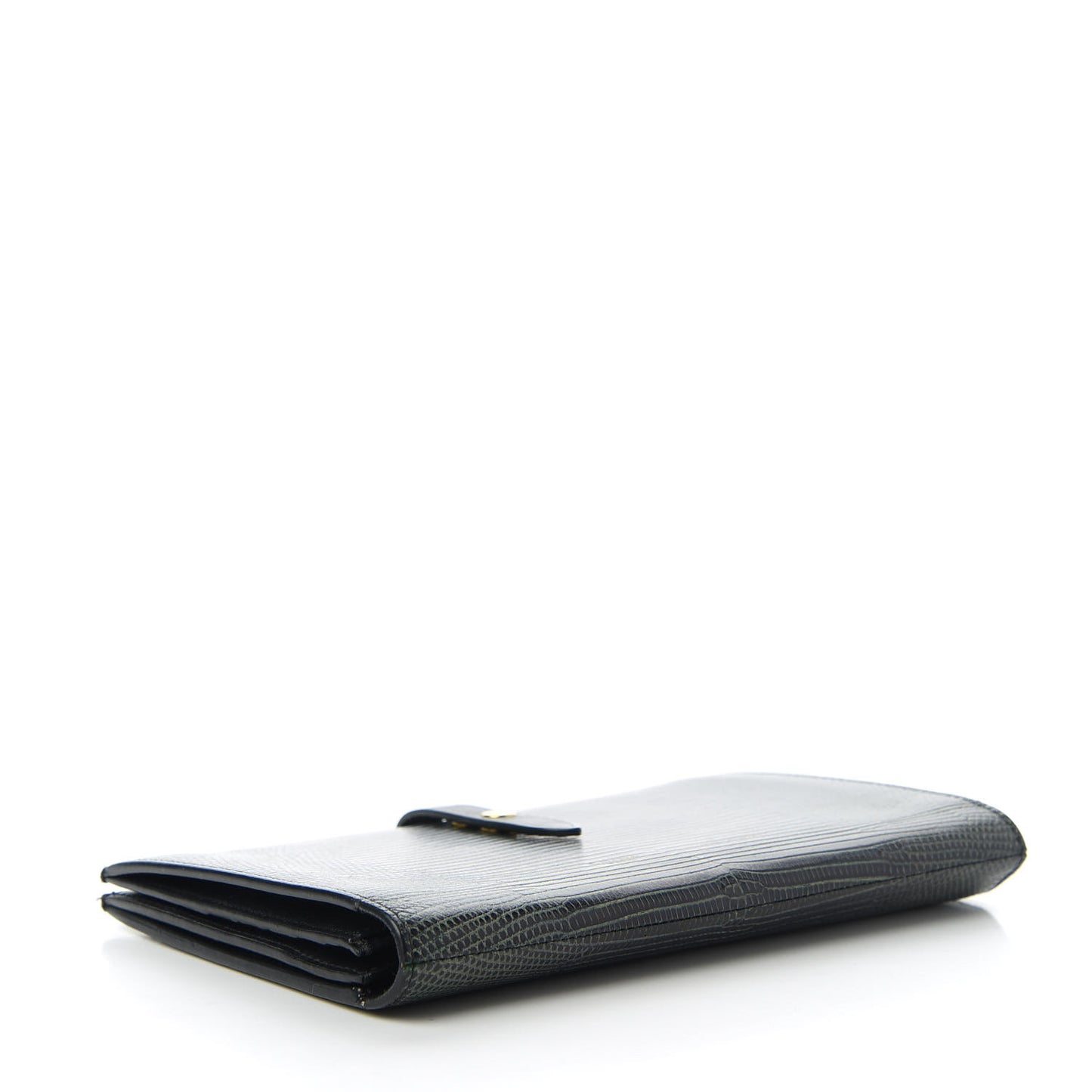 Lizard Calfskin Large Multifunction Strap Wallet Black