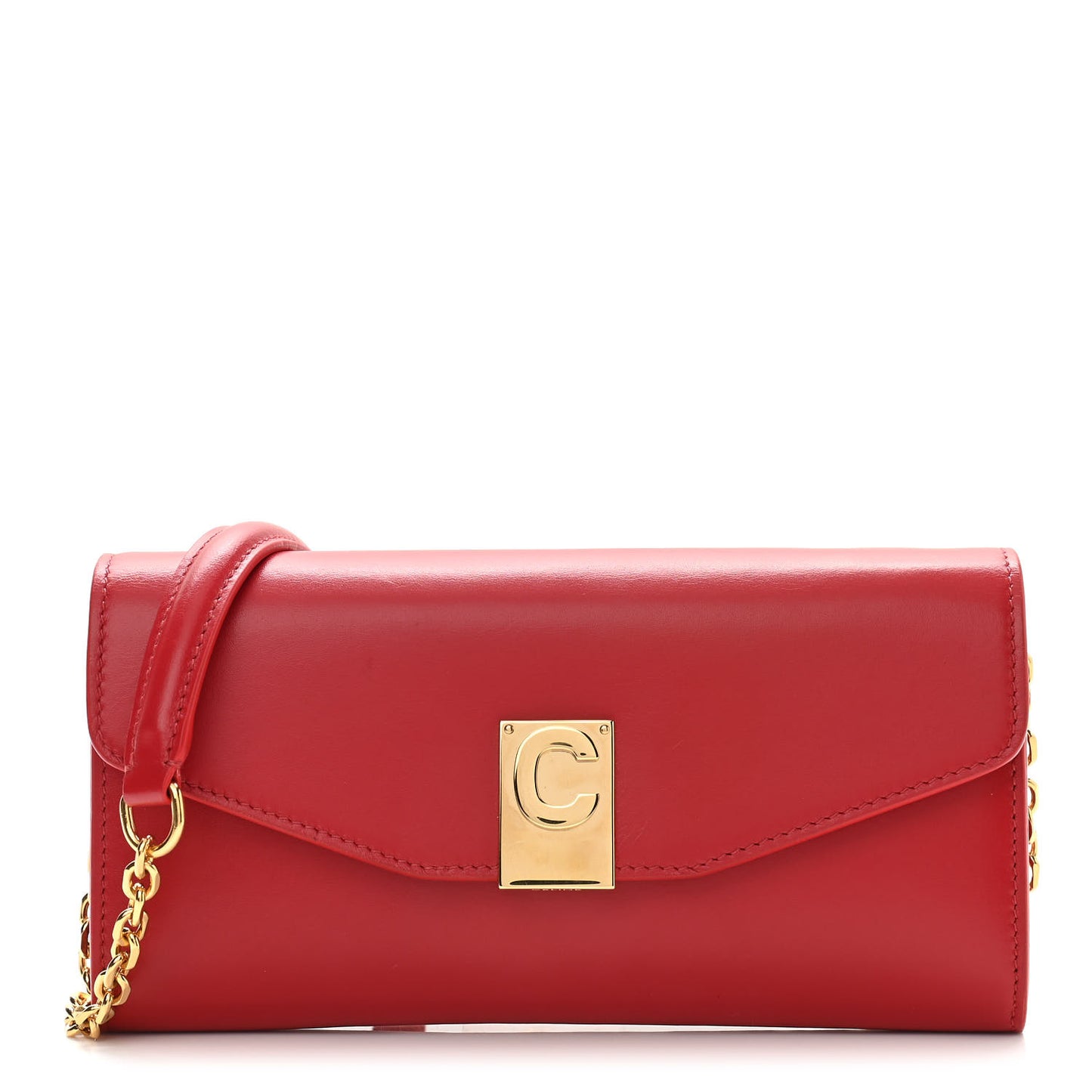 Calfskin C Wallet On Chain Bag Red