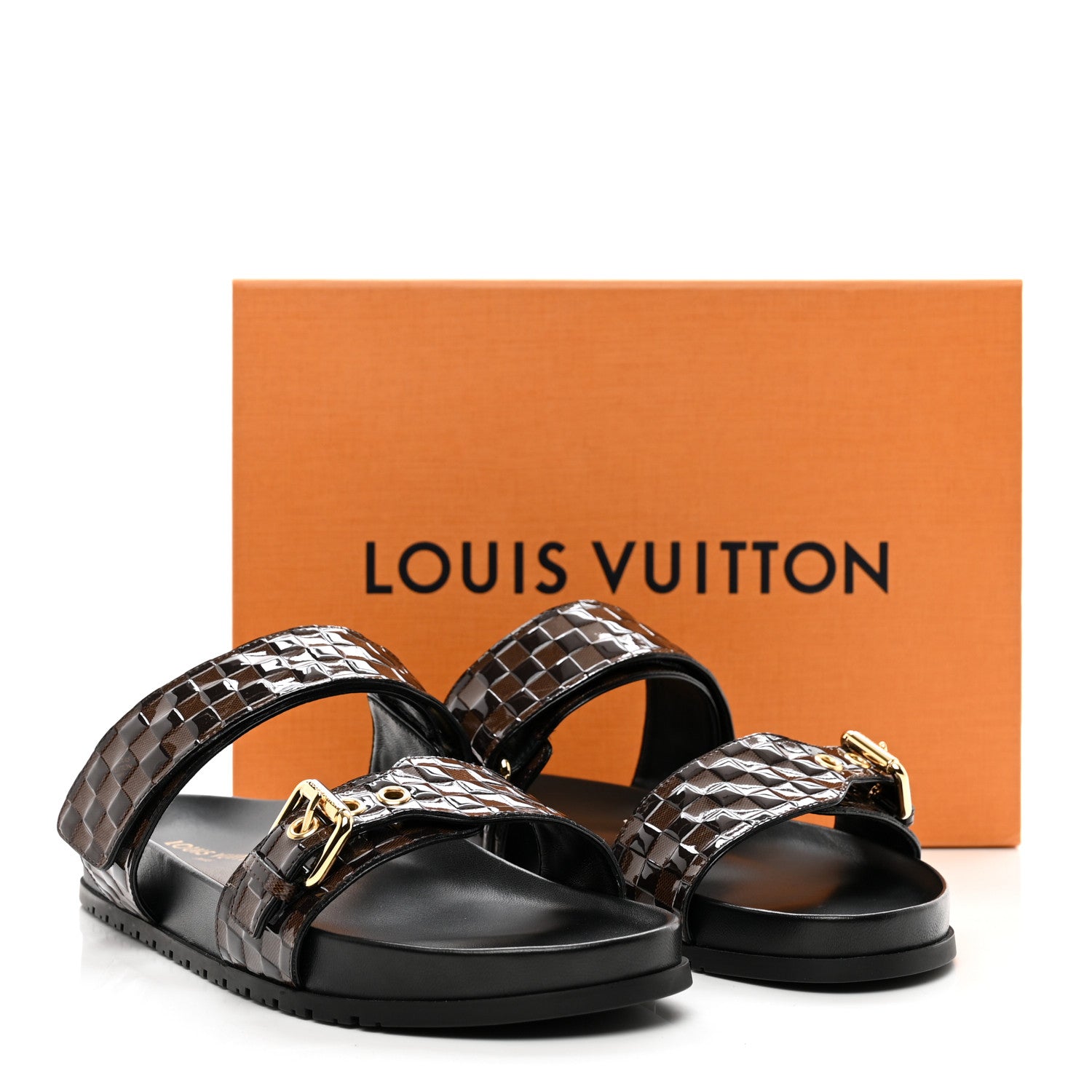 Louis Vuitton Damier Patent Calfskin Bom Dia Flat Sandals 41 Ebene 9 of 9