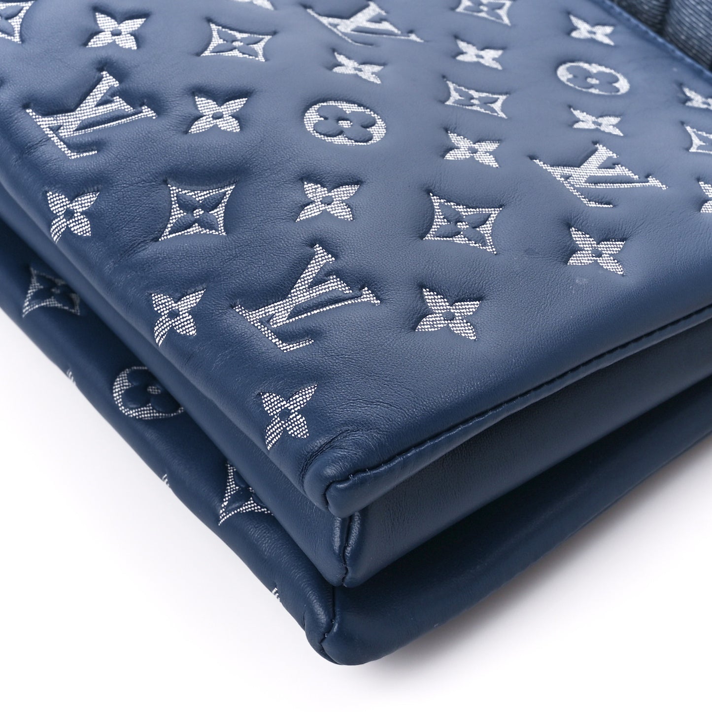 Lambskin Embossed Monogram Coussin PM Denim Blue