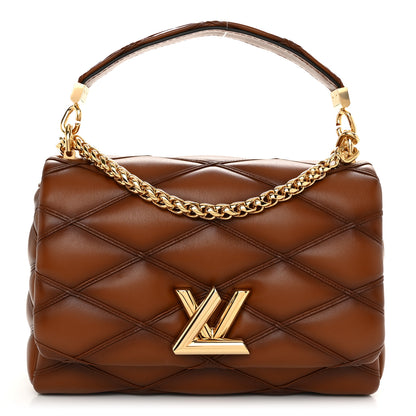 Louis Vuitton Lambskin Malletage Top Handle GO-14 MM Tan 1 of 10