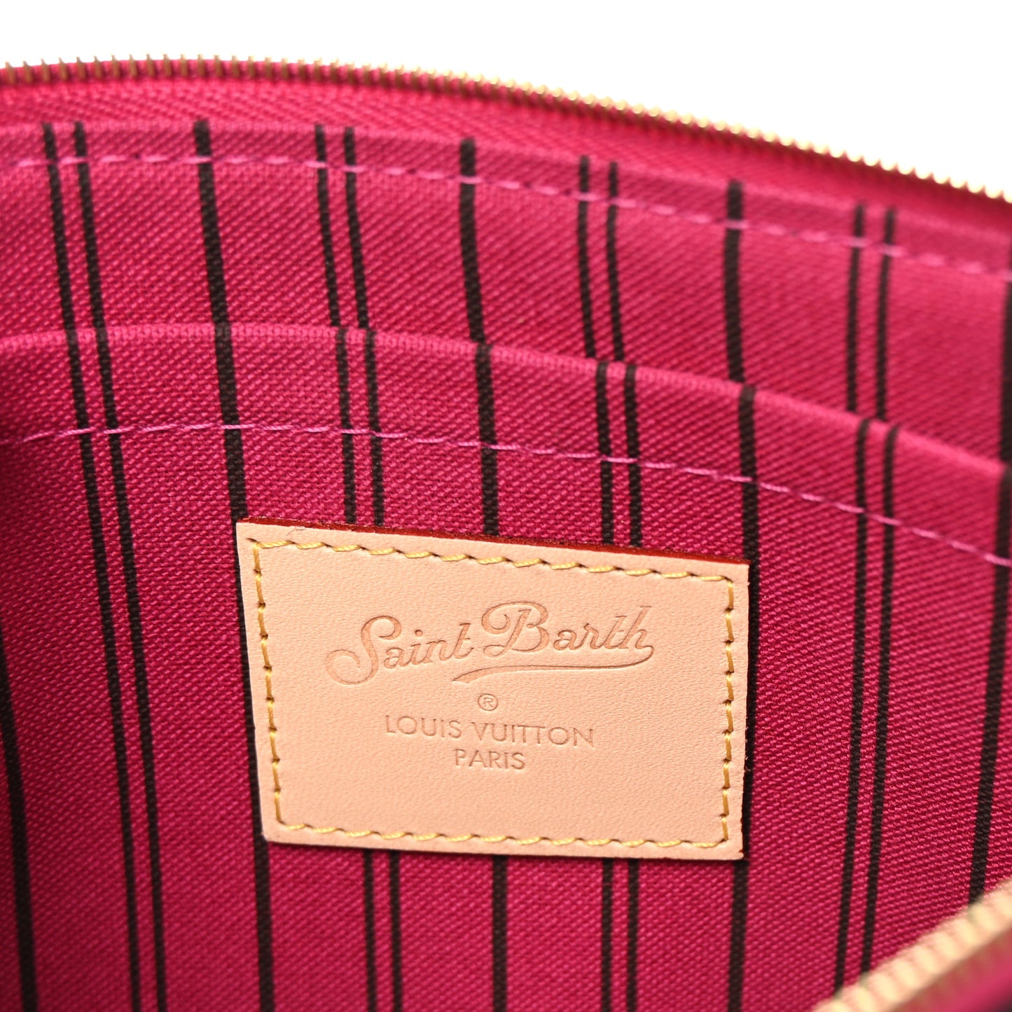 Monogram Saint Barth Neverfull MM Pochette Hot Pink