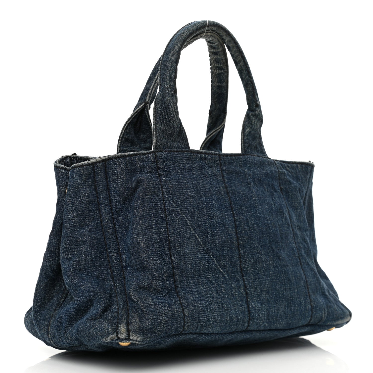 Prada Denim Logo Tote Bleu 3 of 10
