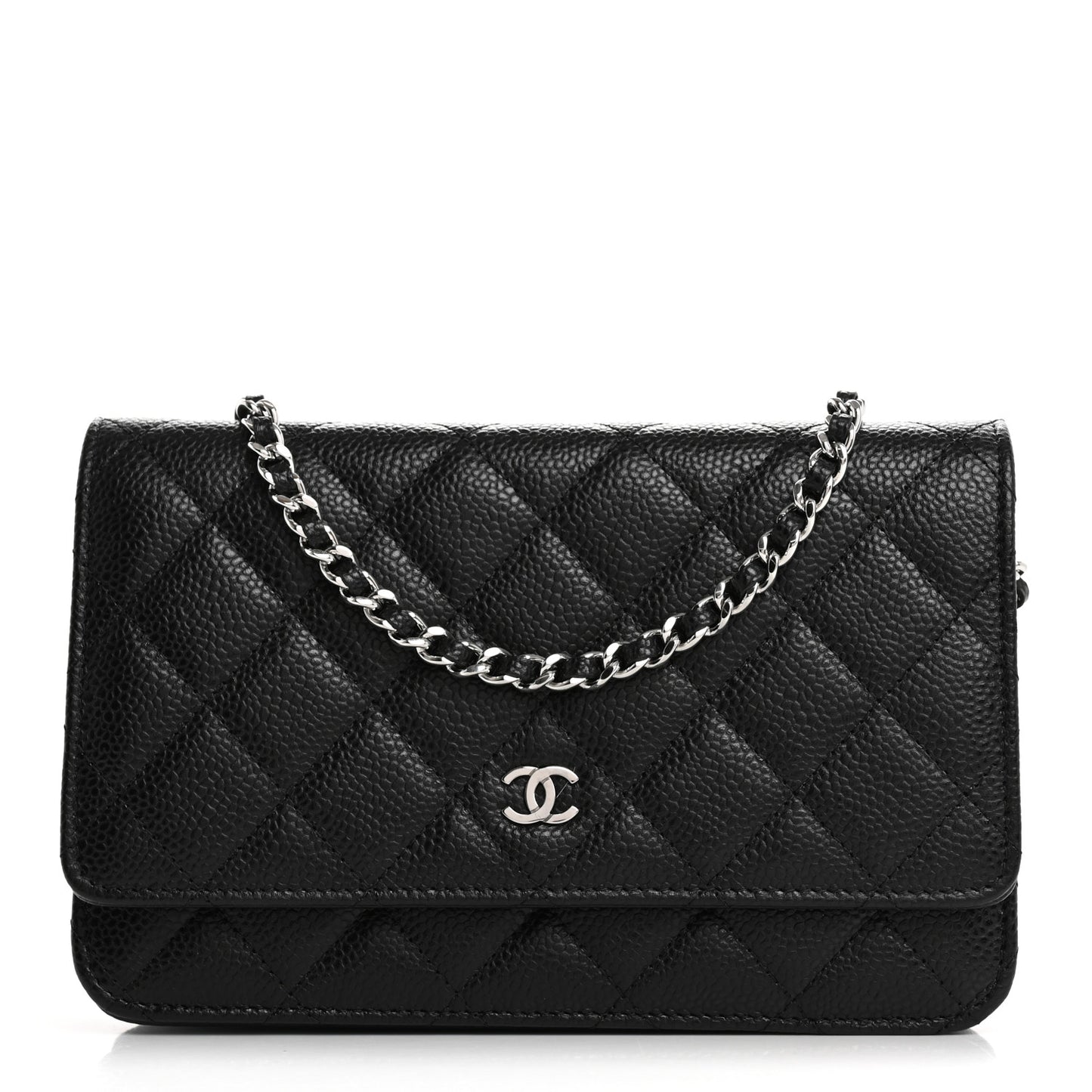 Caviar Quilted Wallet on Chain WOC Black