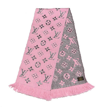 Louis Vuitton Wool Silk Logomania Shine Scarf Pink 3 of 4