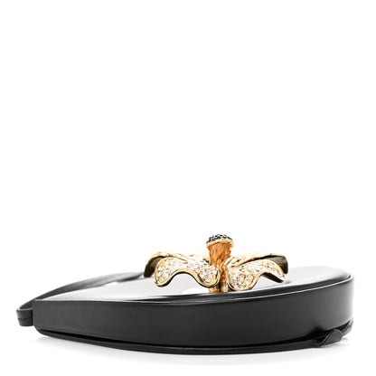 Loewe Calfskin Crystal Flower Mini Heel Pouch Black 4 of 15