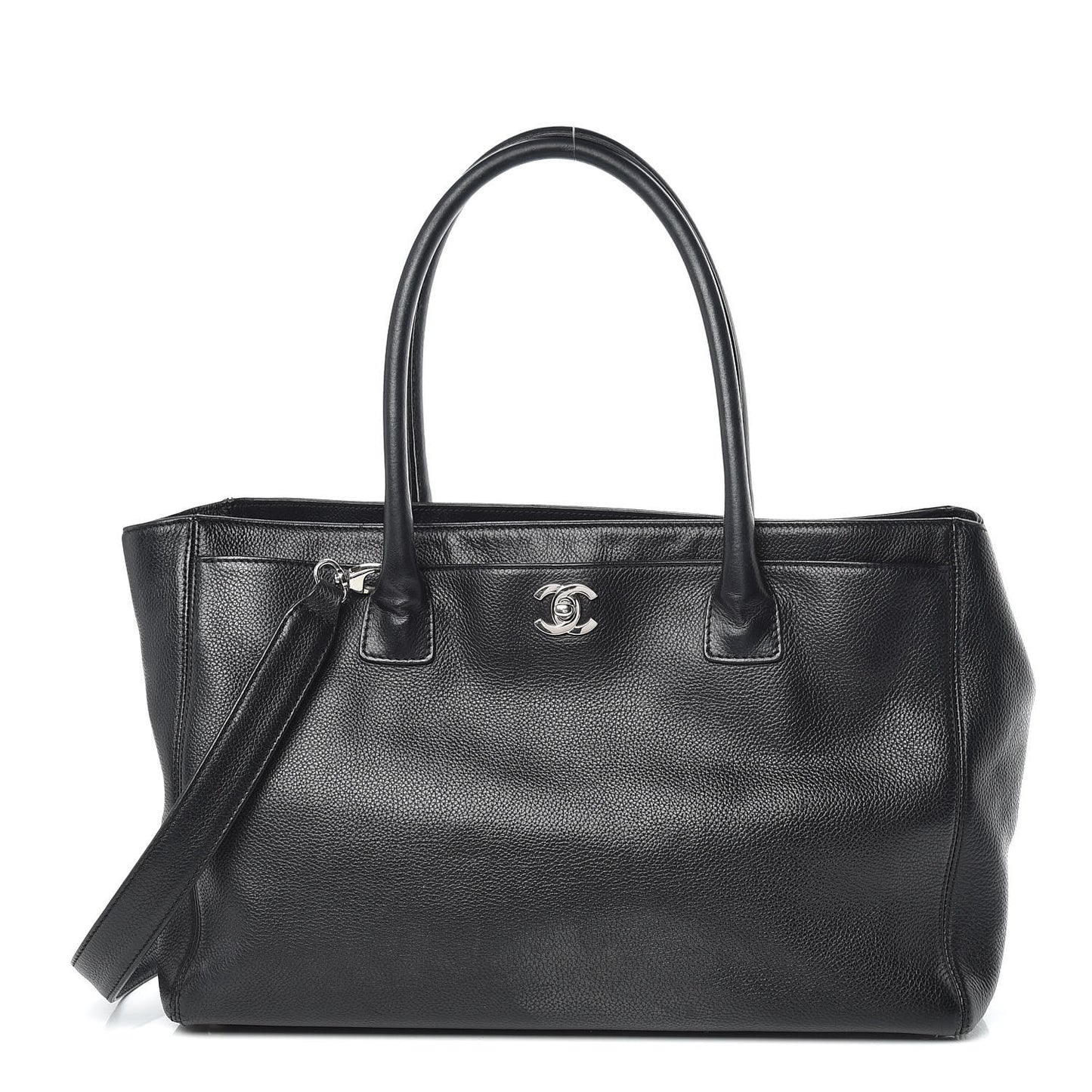 Calfskin Cerf Executive Shopper Tote Black