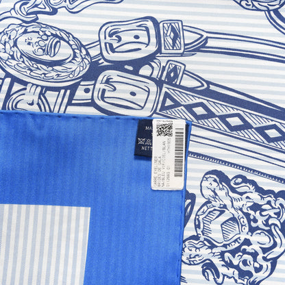 Hermes Silk Carre Eyeliner Brides De Gala Scarf 90 Bleu Vif Ciel White 2 of 3