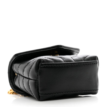 Saint Laurent Calfskin Y Quilted Monogram Loulou AirPods Crossbody Case Black 4 of 10