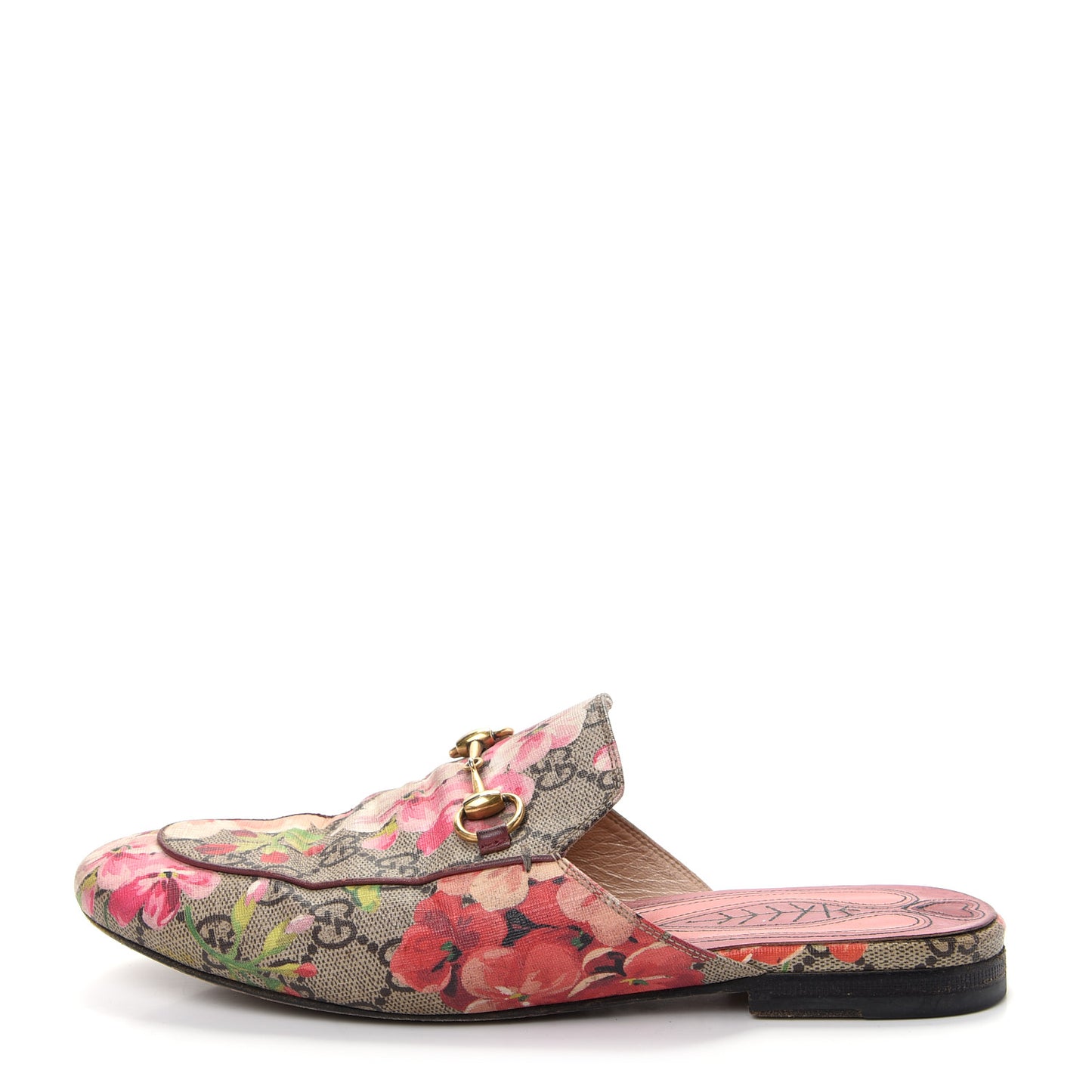 GG Supreme Monogram Blooms Womens Princetown Slippers 37 Beige Multicolor Dry Rose