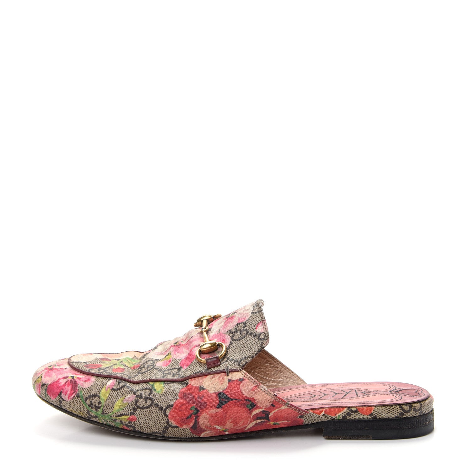 Gucci GG Supreme Monogram Blooms Womens Princetown Slippers 37 Beige Multicolor Dry Rose 1 of 9