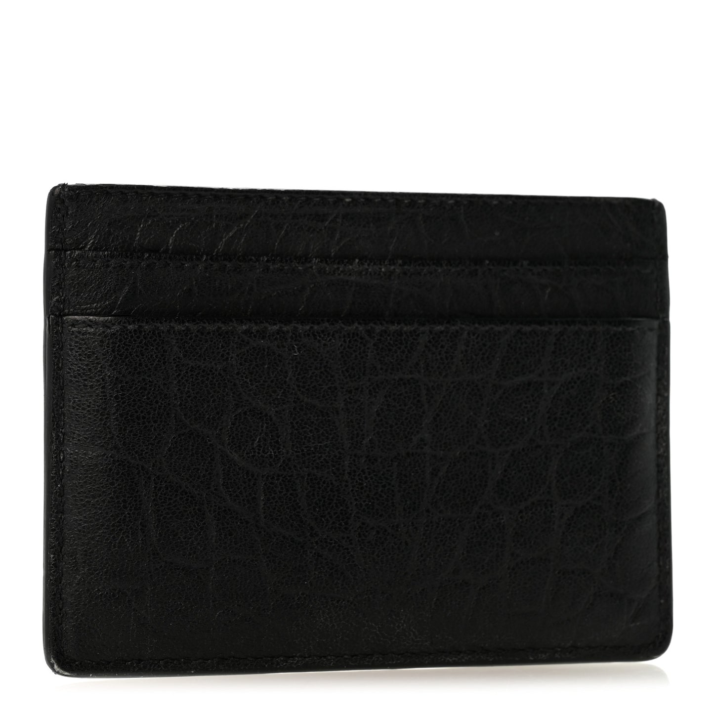 Calfskin Crocodile Embossed Monogram Credit Card Case Black