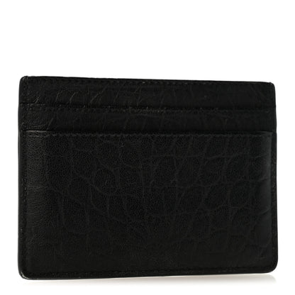 Saint Laurent Calfskin Crocodile Embossed Monogram Credit Card Case Black 3 of 10