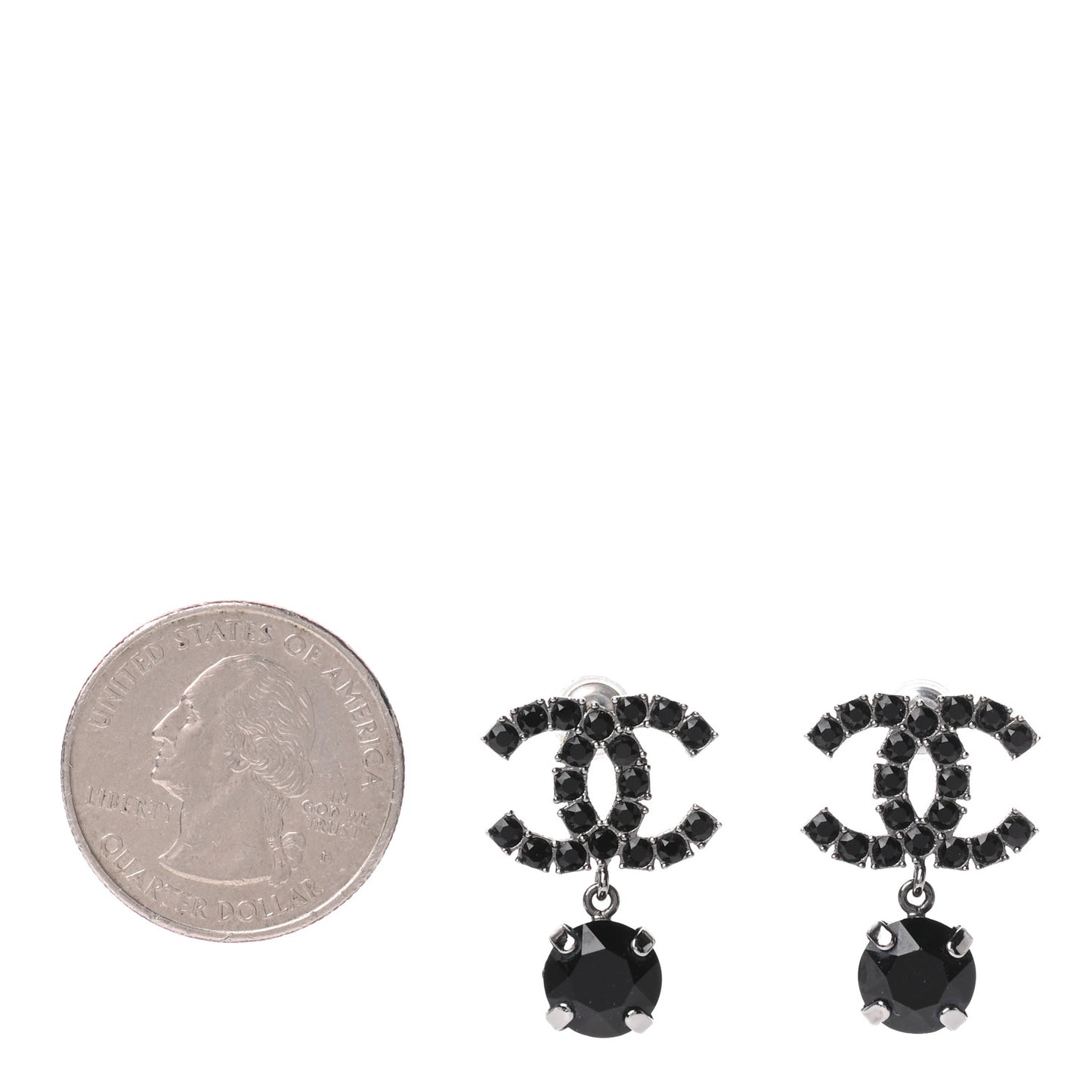 Ruthenium Crystal CC Drop Earrings Black